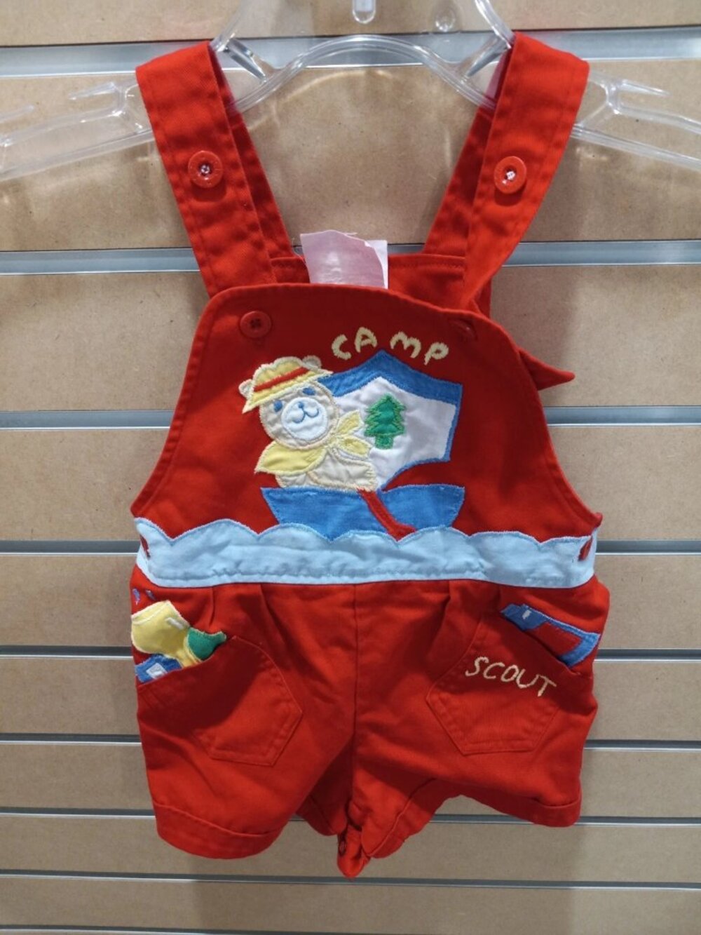 Vintage Baby Boy Shorts Bib Overalls Size 18 Months Camping Outdoors